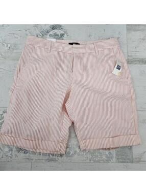 NWT Gap pink white striped cuffed dress shorts adorable 2 walking